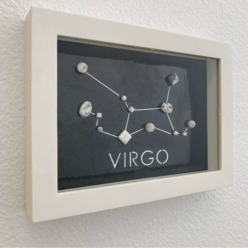 Handmade Horoscope Art VIRGO Star Constellation Beads Shadow Box 6x8 inches